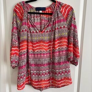 Raglan Sleeve Tunic Top with Tie